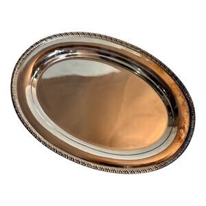 Vintage Silver Plated Oval Catchall Dish, Vanity Tray, Rope Trim 7 inches New